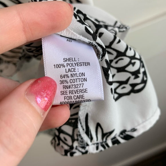 Candies White & Black Pineapple Sleeveless Blouse - Picture 4 of 4